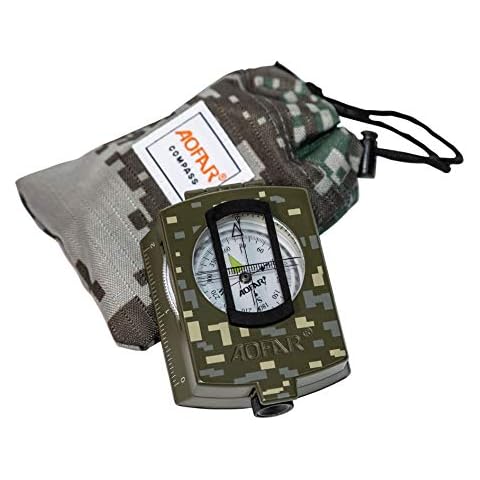 AOFAR AF-4580 Military Compass,Lensatic Sighting , with Fluorescent, Waterproof and Shakeproof with Map Measurer Distance Calculator, Pouch for Camping, Hiking, Hunting, Backpacking Cover