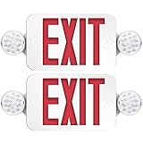 Freelicht 2 Pack Emergency Exit Sign With Lights, Two LED Adjustable Head Light for Business