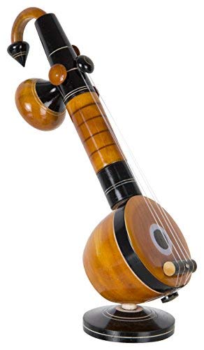 Veena de madera de eucalipto hecha a mano figura decorativa marrón de 27 cm