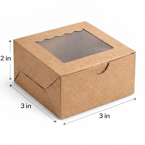 Image of Kraft 1Brownie Packaging Box (Pack of 25) 3x3x2 Inches | Single Browines packing, Bakery Packaging Box for Donut, Cookies, MINI Candle & Small Gifts | Ideal for Home Bakers |