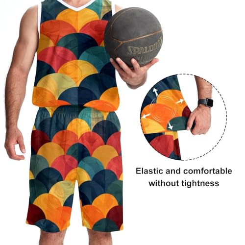 Combinaison de basket-ball mixte avec poches design cercles colorés de taille 5XL