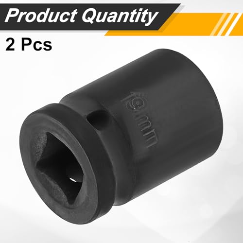 Image of HARFINGTON 2pcs 1 /2 inch Drive x 19mm Shallow Impact Socket 12-Point Metric CR-V Steel Spindle Nut Impact Flip Sleeve for Home Auto Nuts Bolts Repair