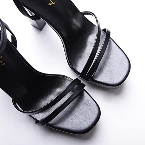 Elisabet Tang Women's Platform Heeled Sandals,5 inch Chunky Heels Platform Ankle Strap Block High Heels Sandals Sexy Open Toe Strappy Sandals Shoes3