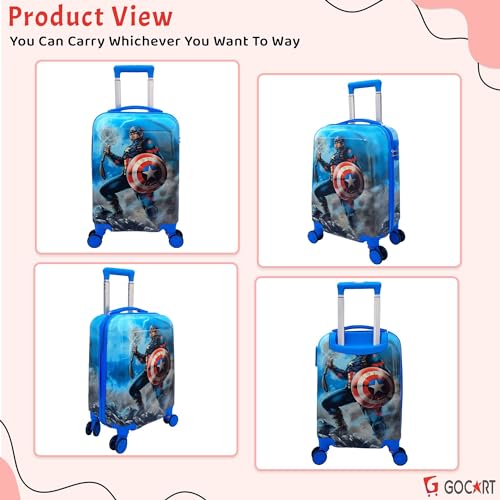 Image of GOCART WITH G LOGO Polycarbonate 360A Rotating Wheels with Carry Handle Kids Trolley Luggage Bag (Blue) (20 INCH)