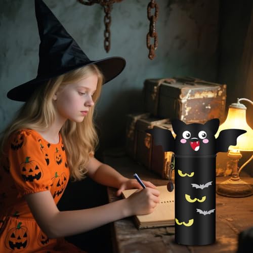 GDFJBG 2-in-1 Weiche Federmäppchen - Kawaii Halloween Silikontasche Federmäppchen, mäppchen - Stand Up, Tier Stifthalter, Stifte Mäppchen, Stifthalter Bleistifttasche Mädchen Junge (Fledermäuse)