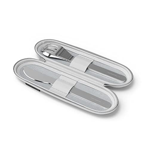 monbento Nomad Cutlery Set, 3 Pieces Stainless Steel Fork Knife Spoon, Flatware Set for Work Lunch Packing, Grey, Fabric Case by monbento - Used condition - US$18.15