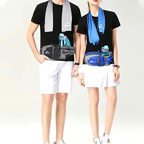 Fanny Pack Waist Bag for Men Women Water Bottle Holder Adjustable Belt for Hiking Travel Outdoor Walking Running Carry iPhone Money Blue