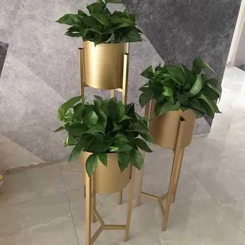 A D Metal Floor Flower Stand Tall Indoor Plant Stand with Planter Pot (Gold) - Set of 3 Metal Indoor Flower Pot Stand and Floor Stand (B0CFF9ZVKP) Amazon Price History, Amazon Price Tracker