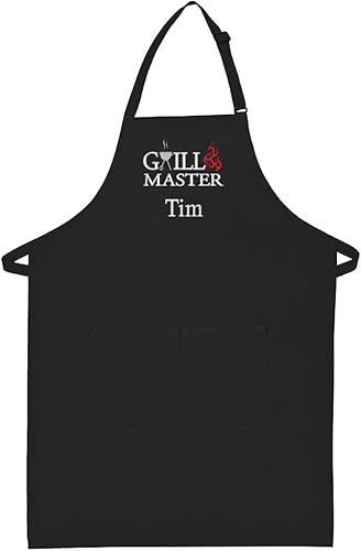 THE APRONPLACE Personalized Apron Embroidered Grillmaster Design Add a Name