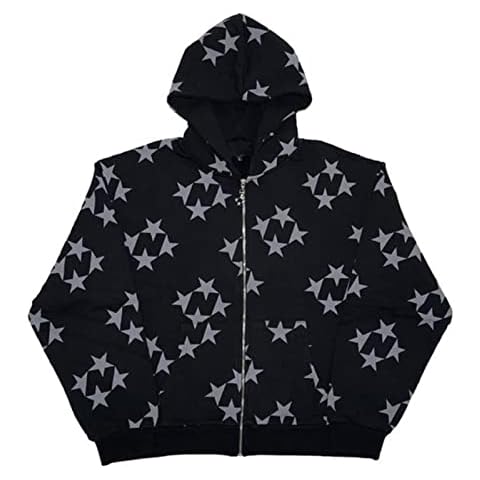 OKGD Men Rhinestone Gothic Streetwear Zip Hoodies Y2k Hip Hop Joggers Sweatshirt Korean Fashion Punk Sport Coat Pullover-nz659-black,M Cover