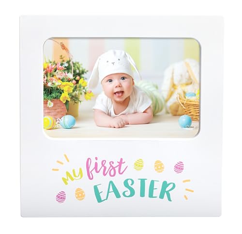 Kate & Milo My First Easter Picture Frame, Baby Keepsake Holiday Photo, Display Gift For Infant, Nursery Decor Tabletop White, Spring Time Present