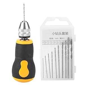 Portable Drill Mini Hand Drill Tool, Portable Tool Set Small Hand Drill & 10 Pcs Twist Drill Bits 0.8-3.0mm Precision…