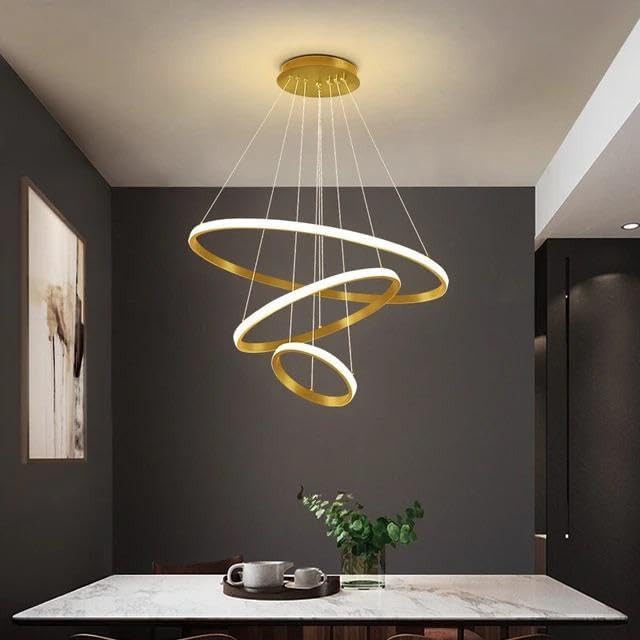 Image of Mahganya Metal Modern Ring Chandelier (3 Ring Light)