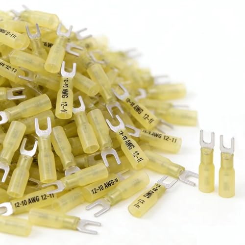 Cosses thermorétractables étanches AWG 12-10 type U jaune à goujon pour électronique automobile