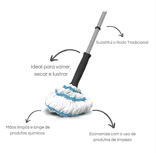 Mop Rodo Twist Torção Limpa e Seca Limpeza Eficiente e Prática