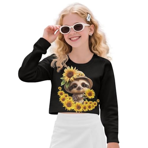 Long Sleeve Shirts for Girls 5-14Y Cropped Tops Kids School Clothes Sports Activewear