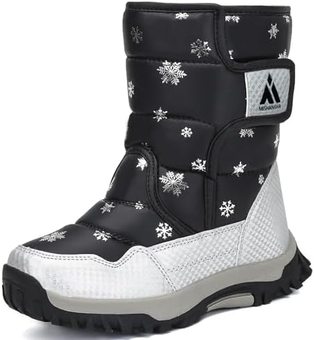 Mishansha Kinder Schneestiefel Winterschuhe Winter Gr.24-38 | Warm Gefüttert,Mädchen Jungen,Winterstiefel,Rutschfest,Klettverschluss,Outdoor