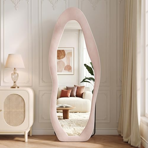 Image of Koonmi Pink Mirror Full Length 71 inchx30 inch, Wavy Full Body Mirror