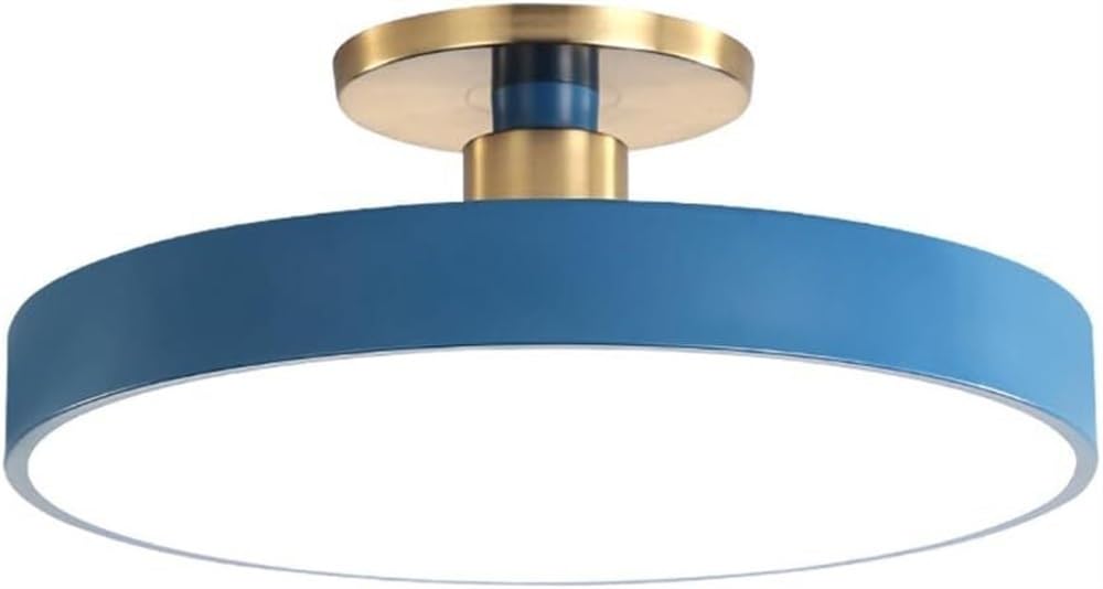 VUCICA Modern Iron Art LED Ceiling Light Lighting Nordic Rectangle Flush Mount Ceiling Light Fixture for Bedroom Kitchen Bedroom Hallway Office - 11.8inch, Blue+Gold (Color : Blue)