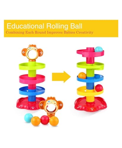 Image of Ramp Roll, Ball Drop and Roll Swirling Tower for Toddler|3 Puzzle Rattle Balls Non Toxic Material| StackToy for Kids Ages 3+: Interactive Fun Excitement (Roll Ball for Kids),multicolor