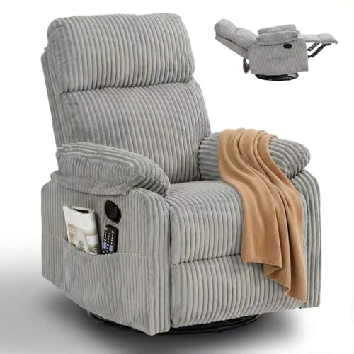 Manual Corduroy Swivel Glider Recliner