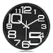 Produktbild Lafocuse Metall Lautlos Industrial Wanduhr Modern Schwarz Quarzuhr Deko mit Großen Ziffern für Wohnzimmer Küchenuhr 30cm