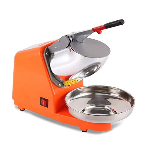 Elektrischer Eiscrusher-Eisrasierer 300w 2200r / Min mit Edelstahl-Blatt rasierte Eis-Schnee-Kegel-Hersteller-Maschine 85kg / H, für Haupt- und Handelsgebrauch (Orange) Cover