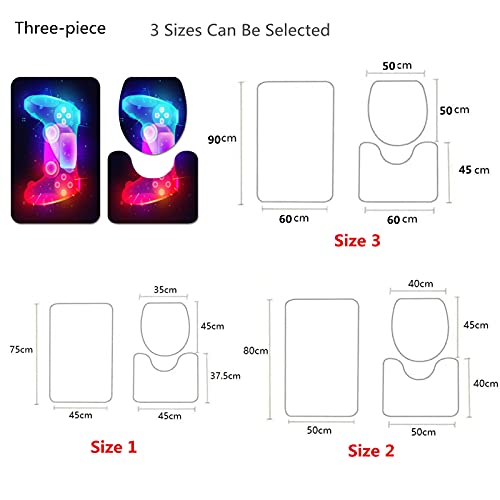 3 Teiliges Set Gamer Gamepad Action Button Druck Badematten Set Anti Rutsch Teppich Fußmatte Badezimmer Abdeckung WC… – Bild 3