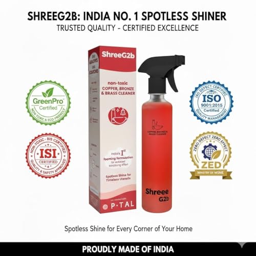 Image of Copper, Bronze & Brass Cleaner Spray | 500 ML | zero Abrasives, zero Scratches | Non-Toxic, Plant Based | Suitable for Drinkware, Cookware, Idols & Diyas | Co- Created with P-TAL (1 Pack)