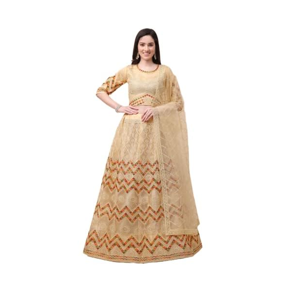 Madhav Women's Semi-Stitched Net Lehenga Choli For Women (Free Size)