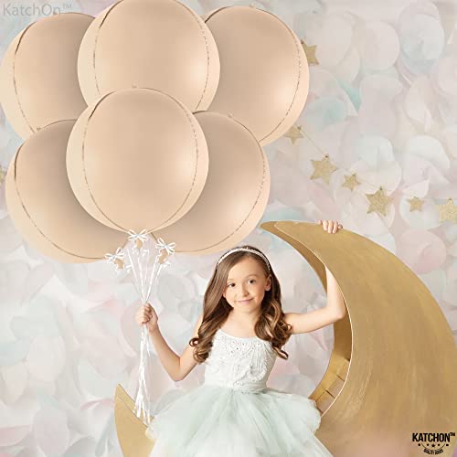 Image of KatchOn, Big 22 Inch Beige Balloons Set - Pack of 6, Cream Balloons | Boho Balloon, Lace Balloon for Neutral Party Decorations, Beige Party Decoration | Graduation Decorations
