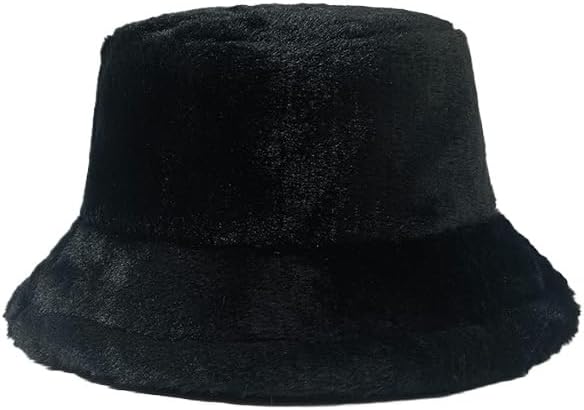 Warm Solid Color Plush hat Women's Winter Versatile Bucket hat