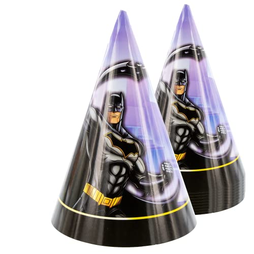 Party Factory Batman Lot de 10 cabanes de fête, env. 10 x 16 cm, multicolores, chapeaux de fête en carton pour anniversaire d'enfant ou fête à thème Cover