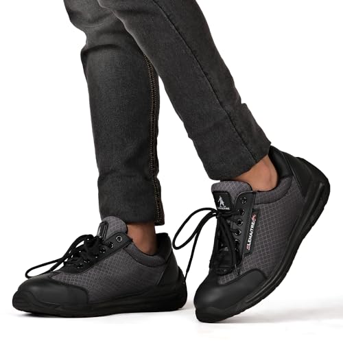 Image of PERF Oxygen M Sports Safety Shoes for Men | Steel Toe 200J | Lightweight Mesh | Anti-Puncture | Oil Resistant | Anti-Slip | Breathable Industrial Work Shoes (Black, 11)