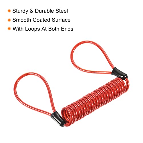 PATIKIL Security Steel Cable 3.5mm x 1.5m/4.92ft Coated Spring Luggage Lock Wire Rope with Double Loop Red - Image 3