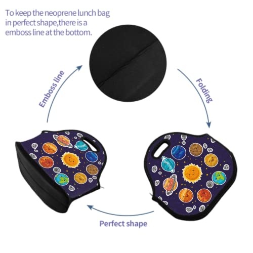 Planet Insulated Neoprene Lunch Bag Solar System Soft Lunch Box Galaxy Snack Lunchboxes Meal Prep Handbag For Kids Teens For School Outdoors Picnic #TOP5