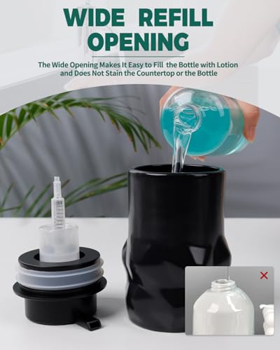 Image of BosilunLife Hand Soap Dispenser - Foam Soap Dispenser Bathroom Ceramic Dish Liquid Soap Dispenser for Kitchen, Bathroom Countertop Soap Dispensers (Black-Foam-Sculpt)