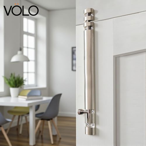 Image of VOLO Aluminium Tower Bolt with Stainless Steel Rod - Heavy Duty Door & Window Latch for Home and Office | Main Door Tower Bolt | Kundi /Chitakini | Pack of 2 Pieces (Silver, 12 Inch)