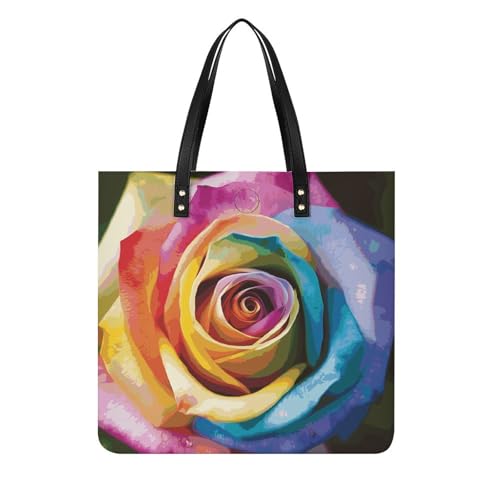 Sac à main en cuir de qualité supérieure, finitions soignées et imprimé floral artistique