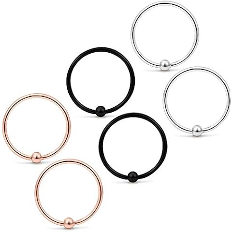 Yaalozei 22G Septum Nose Rings Hoops Piercing Jewelry for Women 22 Gauge Stainless Surgical Steel Lip Eyebrow Rings Tragus Thin Small Cartilage Helix Rook Daith Hook Earring Hoop Piercing Jewelry Men Cover