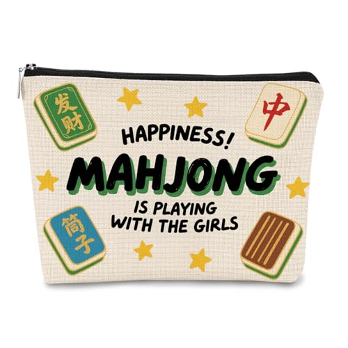 JEFBFBWE Mahjong Tile Bag Mahjong Makeup Bag,Mahjongs Pouch,Mahjong Gifts for Women,Players & Lovers,Mahjongs Travel Zipper Pouch Mahjong Accessories and Gifts for Women & Girls (Funny)