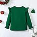 Magic Park 12M-14Y Toddler Girl Long Sleeve Blouse Kids Solid Color Tee Little Girls Ruffle Cuffs T-Shirts Winter Casual Tops (Long Green Tee, 4-5 Years)