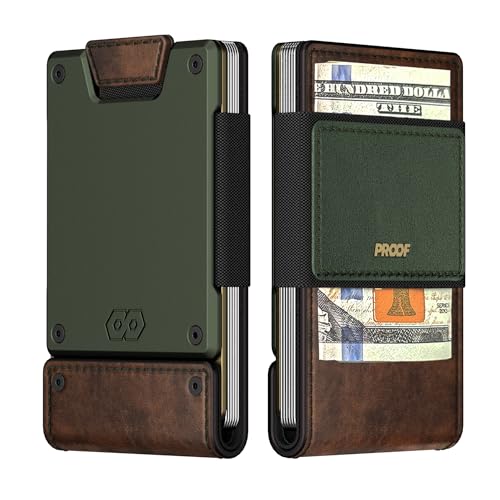 PROOF Wallet Slim Minimalist Wallets for Men | Leather & Metal RFID Wallet