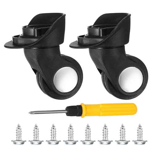 PATIKIL Luggage Wheels Replacement, 1 Pair Suitcase Wheels Caster Repair for Left & Right Swivel Wheel, Black (3.1x3.1x2.7/1.2x1.2x1.1 Inch)