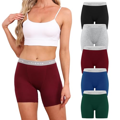 LALESTE Viscose Bamboo Boxer Briefs for Women Cotton Boy Shorts Underwear Soft Stretch Boyshorts Panties 5 Pack