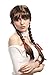 WIG ME UP - XR-008-P6 Perücke Damen Karnveval Fasching Cosplay Zöpfe geflochten mit Schleifen Pony Schulmädchen Lolita Braun ca. 60 cm