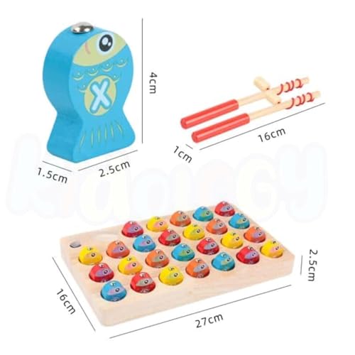 Image of SHINETOY Wooden Magnetic Fishing Game, Fine Motor Skill Toy ABC Alphabet Color Sorting Puzzle, Montessori Letters Cognition Preschool Gift for Years Old Kid Early Learning with 2 Pole