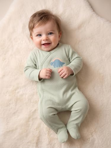 Image of 6 Pcs Clothing Gift Set with Box, 100% Cotton Soft & Breathable 6-Piece Layette Set with Bodysuit, Romper, Bib, Cap, Mittens & Swaddle, 0-12 Months, All-Season Wear