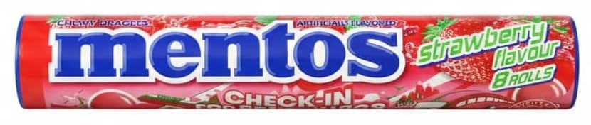 Mentos Strawberry Flavour Chewy Dragees, Artificially Flavored, Limited Edition Each Roll Contain 37g X 8 Roll In One Tube (Product Of Holland) From DECADENT-image-41