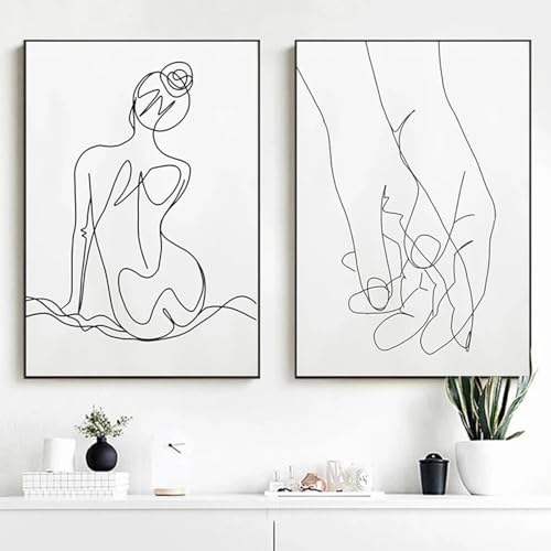 Dessin au trait toile affiches KEBIA lot de 2 peintures murales pour habiller un grand mur